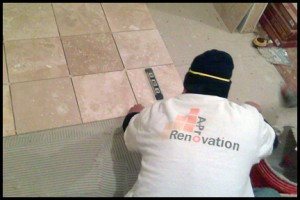 A-Pro Renovation Installing Kitchen Tile